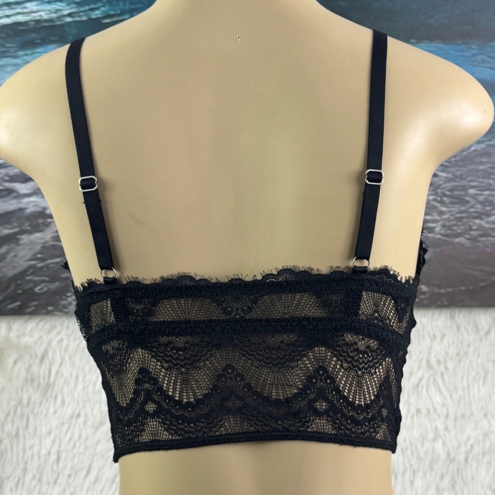 Gilly Hicks Black Lace Longline Bralette Bustier Size Medium - Picture 3 of 7